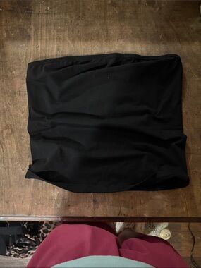 Stretch Black Bandeau Crop Top - Women